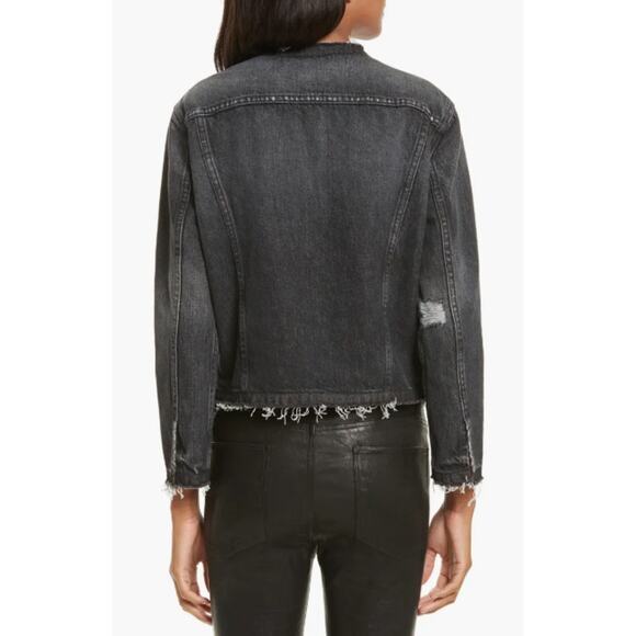 FRAME Rigid Re-Release Le Jacket in Gaven Black Distressed Sz M {JJ36} - Picture 3 of 7